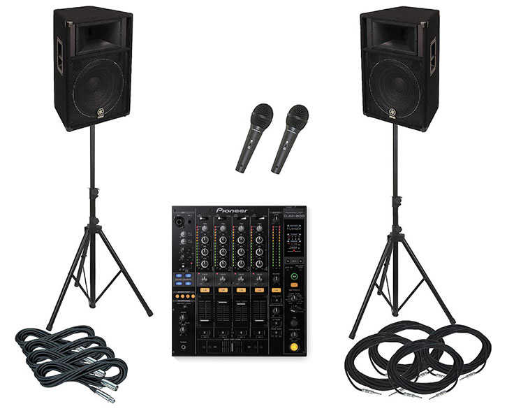 Bands packages for hire in Dublin, Ireland by sound-hire.ie, 2x 300 W speaker 6-7 channel mixer 2 microphones